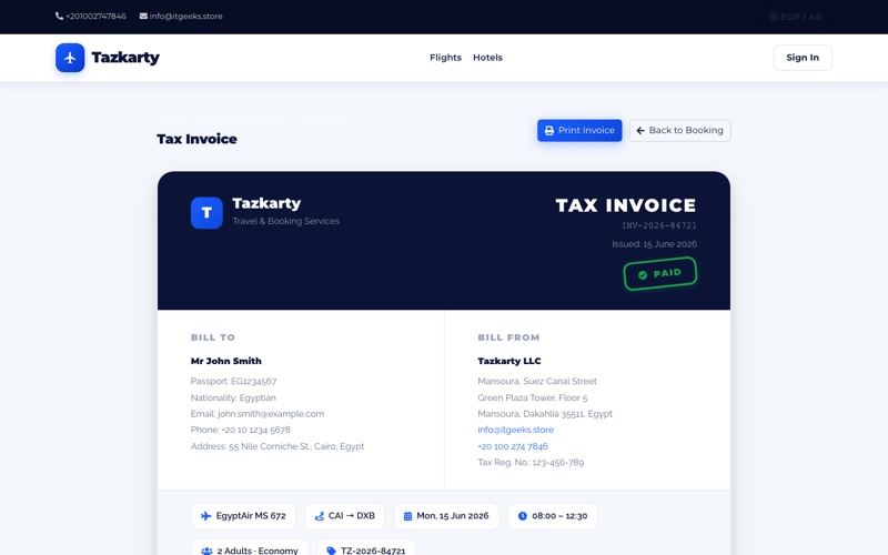 E-Ticket Invoice
